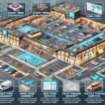 DALL·E 2024 06 19 14.58.58 An image illustrating a comprehensive parking management system for a mall. The image should depict a well organized parking lot with clear signage an 1