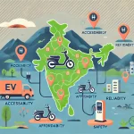 DALL·E 2024 06 21 12.12.48 A landscape image showing the lack of EV charging infrastructure in India. Highlight areas with poor coverage using icons to represent electric bike