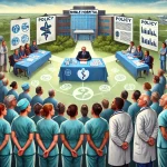 DALL·E 2024 06 26 11.48.52 A landscape image illustrating the problem of underrepresentation of nurses in leadership and decision making positions at Noble Hospital. The image s 1