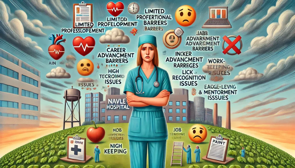 Advancing Careers: Navale Hospital Introduces Innovative Platform for Nurse Development and Growth 2 DALL·E 2024 06 26 13.09.26 A landscape image highlighting the pain points faced by nurses at Navle Hospital due to limited opportunities for professional development and career