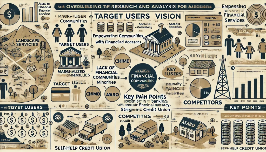 DALL·E 2024 07 24 12.10.04 A detailed landscape image summarizing the overall research and analysis for a platform addressing access to financial services for marginalized commu