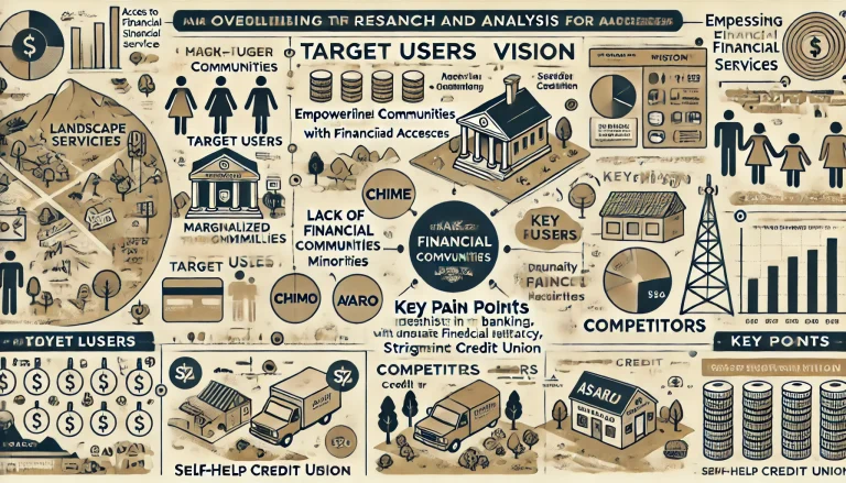 DALL·E 2024 07 24 12.10.04 A detailed landscape image summarizing the overall research and analysis for a platform addressing access to financial services for marginalized commu