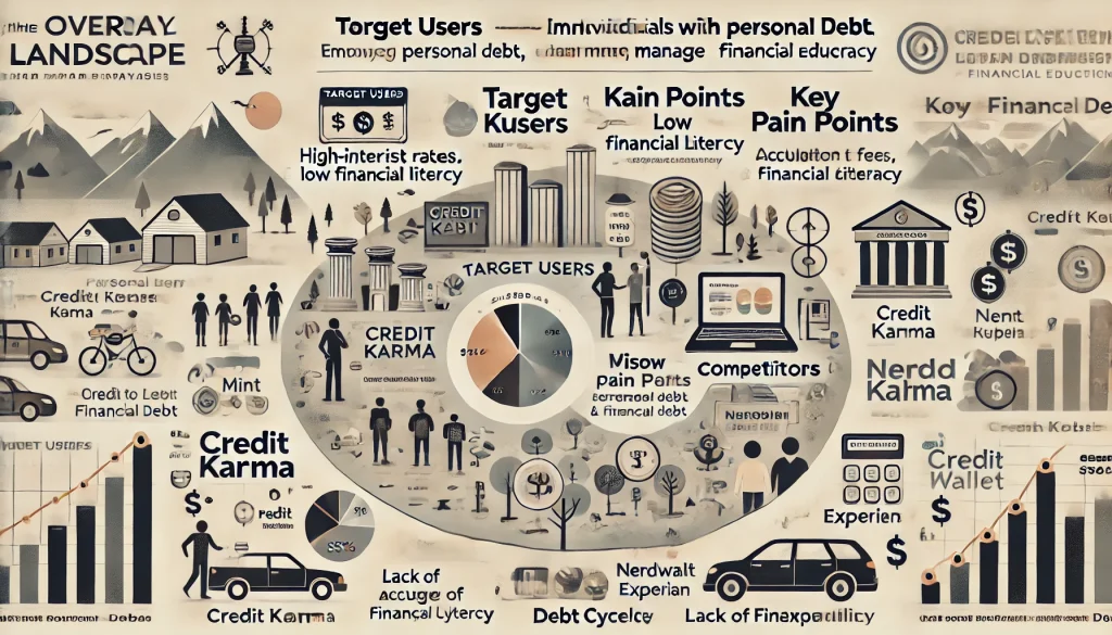 DALL·E 2024 07 24 12.17.12 A detailed landscape image summarizing the overall research and analysis for a platform addressing personal debt management and financial education. T