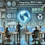 DALL·E 2024 07 24 16.16.21 A futuristic image summarizing the research and analysis on integrating ESG criteria into investment decisions. The scene should include a high tech o