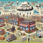 DALL·E 2024 07 29 11.11.58 A comprehensive landscape image representing the overall research on the challenges and solutions for the retail industry transitioning to a digital f