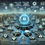 DALL·E 2024 08 07 11.22.57 A futuristic landscape image representing comprehensive research on cybersecurity in the transportation and logistics sector. The scene should feature