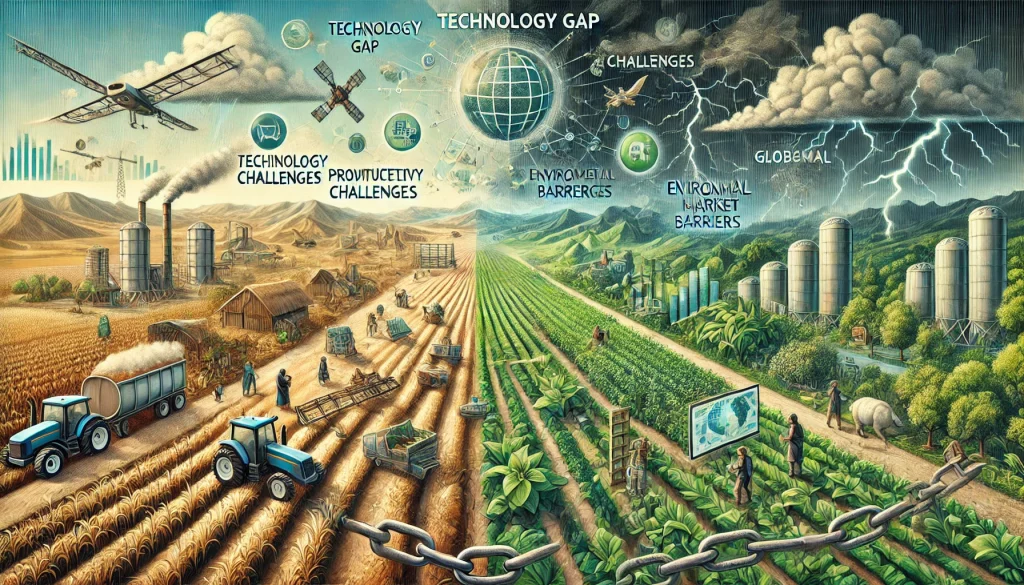 Bridging the Technological Gap: Empowering Farmers in Developing Countries through Innovative Agricultural Platforms 1 DALL·E 2024 08 09 11.09.34 A comprehensive landscape image summarizing the research on challenges faced by farmers in developing countries due to the lack of access to modern ag
