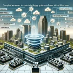 DALL·E 2024 08 14 11.38.50 A futuristic landscape image representing comprehensive research on modernizing legacy systems in financial institutions. The scene should feature a c